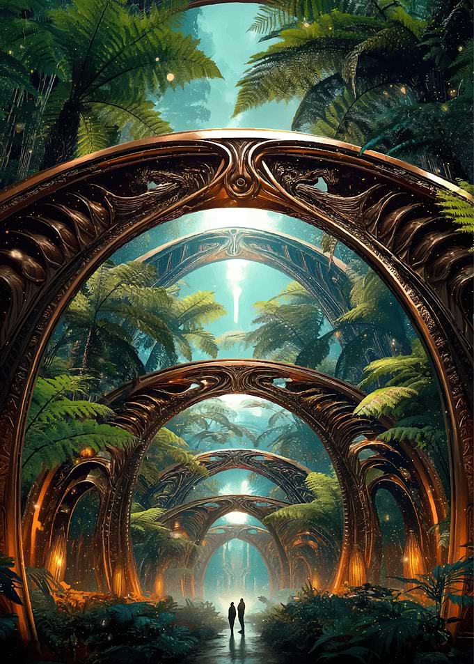 Fantasy Jungle Archway with Silhouettes