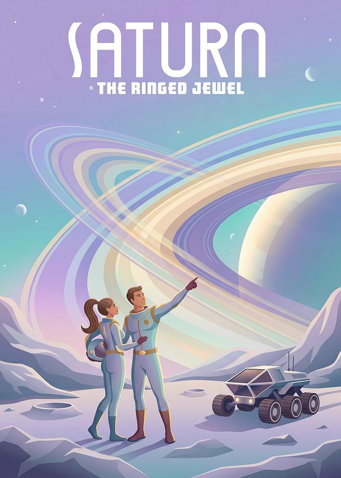 Astronauts admire Saturn's rings