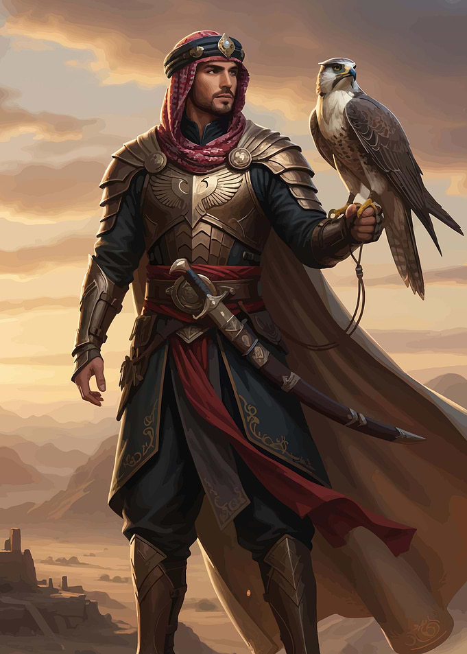 Arabian Warrior with Falcon