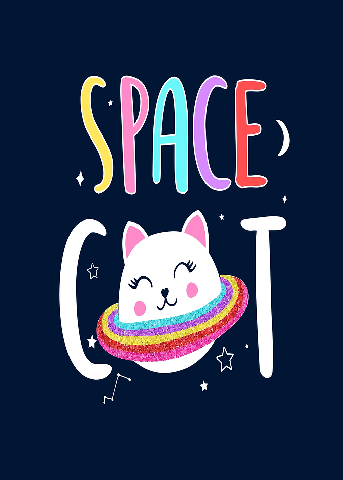 Cute Space Cat Illustration