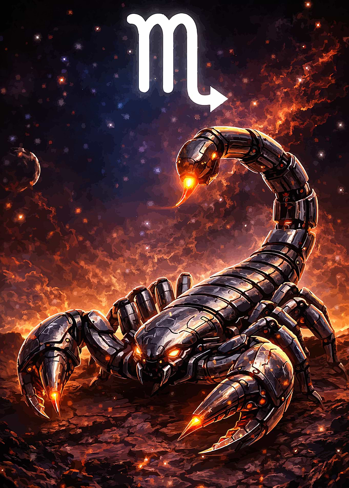Scorpio Zodiac Symbol and Mechanical Scorpion