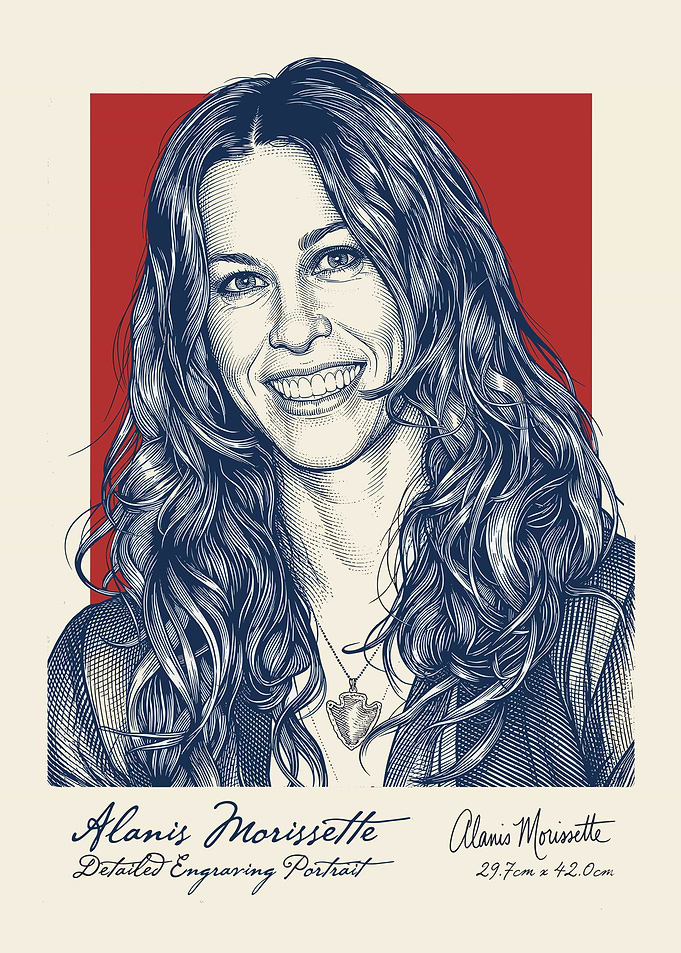 Alanis Morissette Engraving Portrait