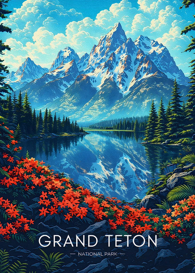 Grand Teton National Park Vintage Poster
