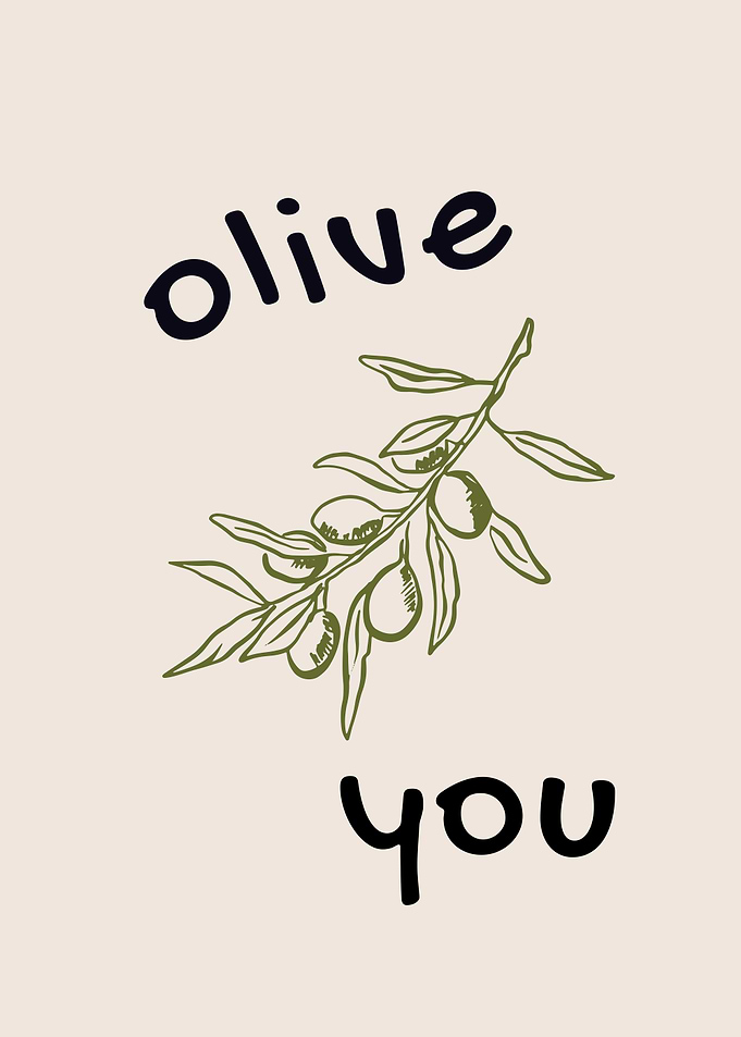 Olive You Cute Food Pun with Minimalist Olive Branch