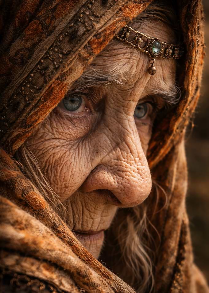 Close-up of an elderly woman's face