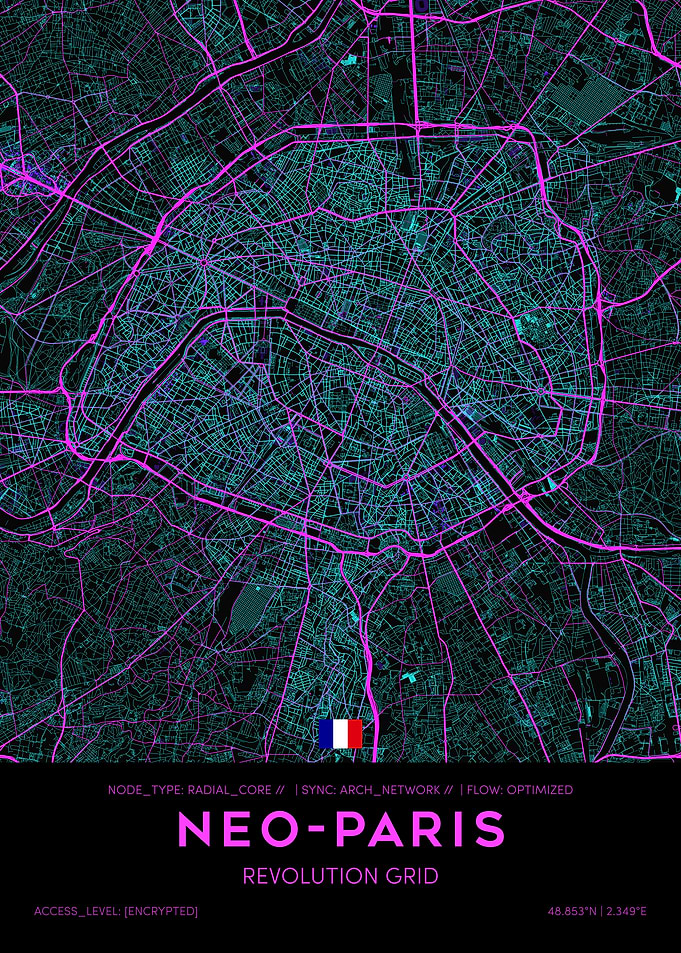 Neo-Paris Tactical HUD Map - Radial Pink Neon Edition