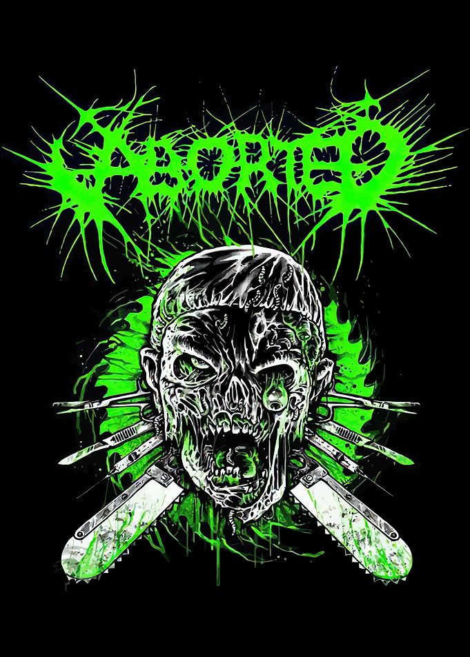 Horror Skull with Chainsaws and Text