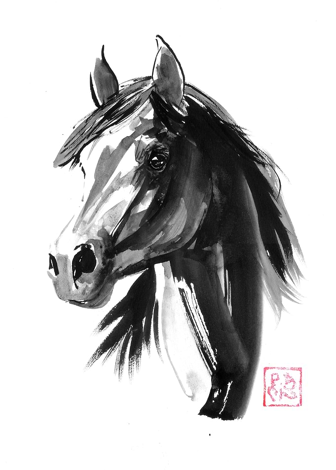Ink Wash Horse Portrait