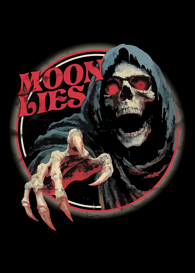 Grim Reaper with Moon Lies Text