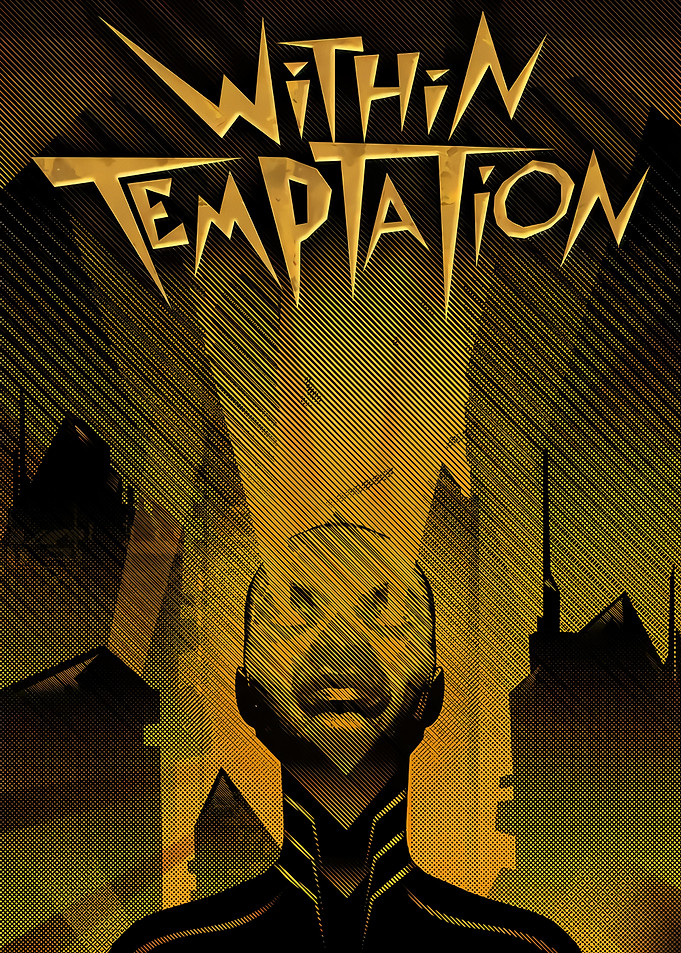 Within Temptation Band Logo with Cityscape