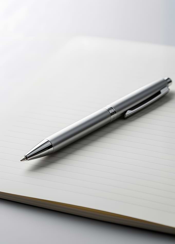 Silver Pen on Lined Notebook