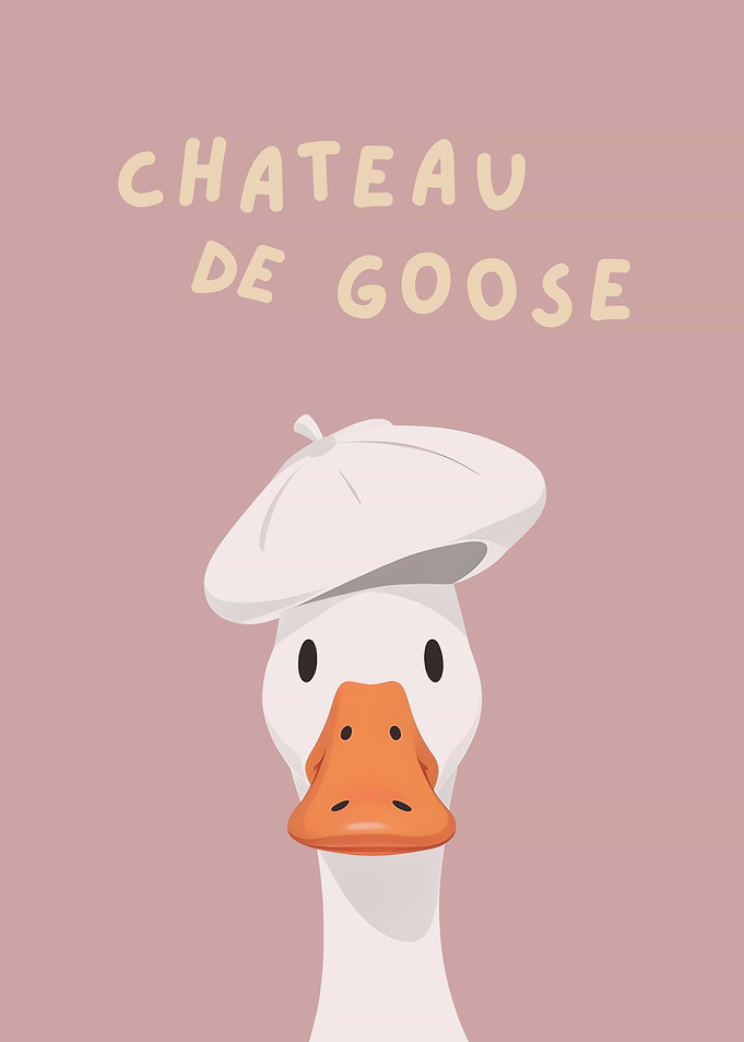 Funny French Goose in a White Beret