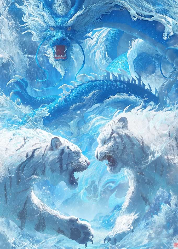 Dragon and Tigers in Water