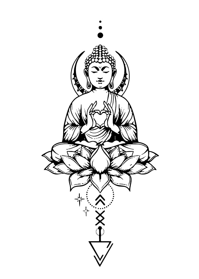 Buddha meditating on a lotus flower