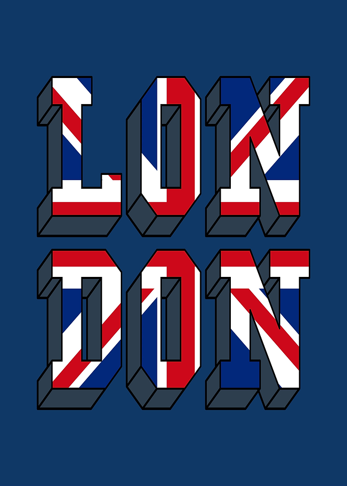 London Text Art with Union Jack