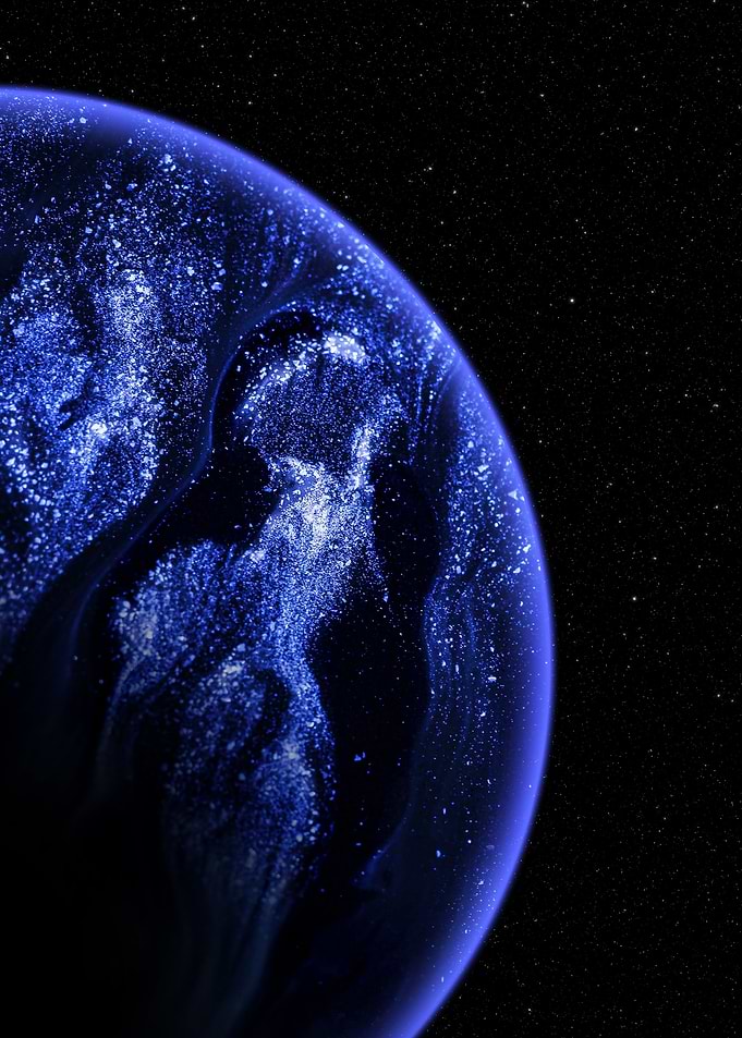 Abstract Blue Planet in Space