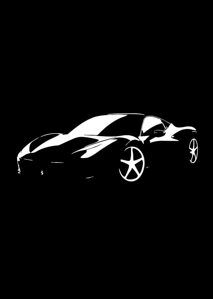 White Silhouette of a Sports Car