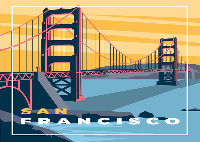 San Francisco Golden Gate Bridge Vintage Poster