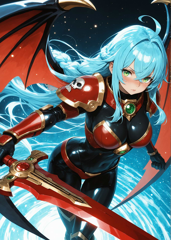 Anime Warrior with Sword and Wings