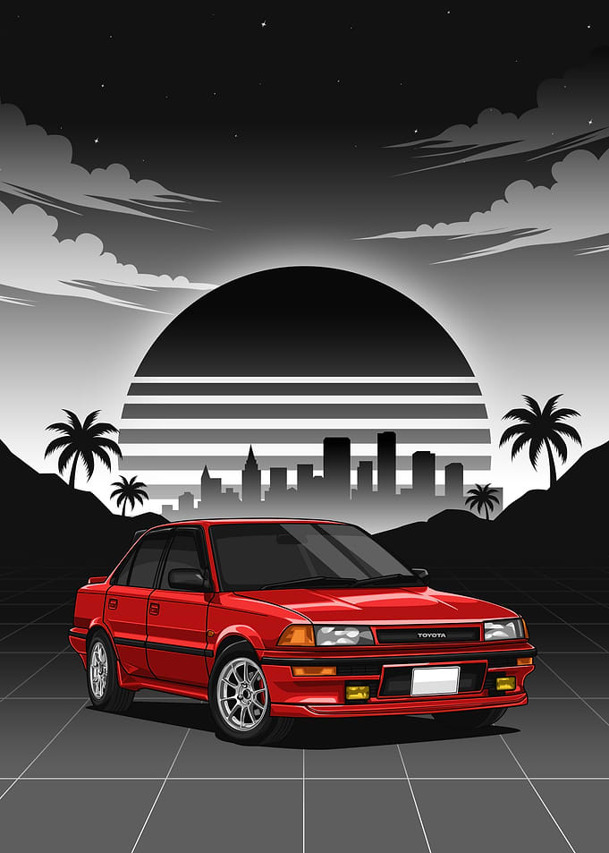 Red toyota corola