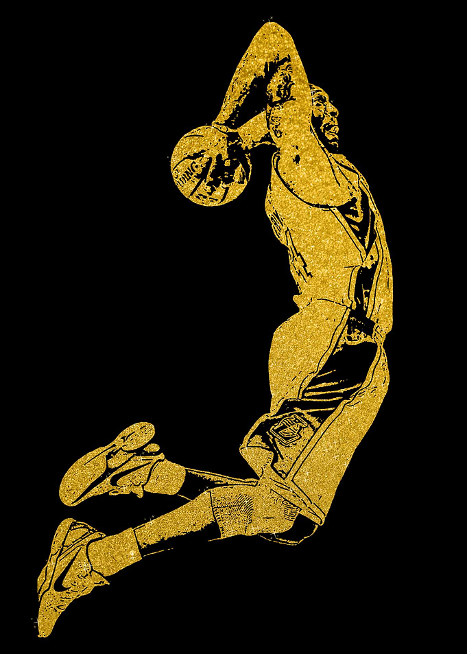 Golden Basketball Player Dunking