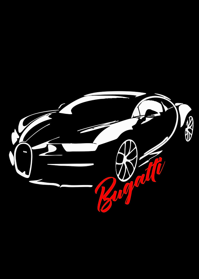 Bugatti Car Silhouette with Text