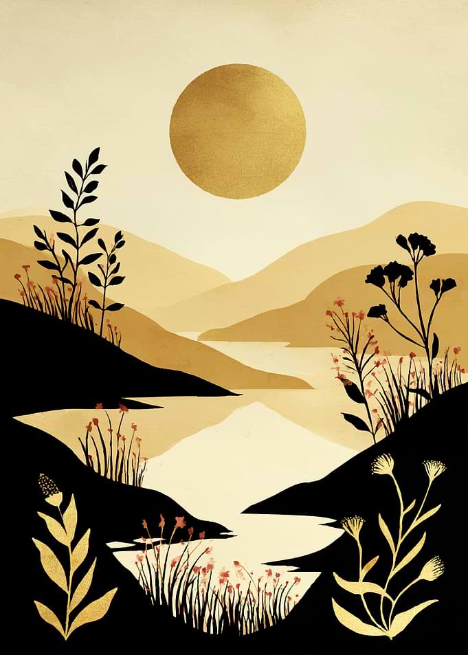 Golden Sun Over Serene Landscape