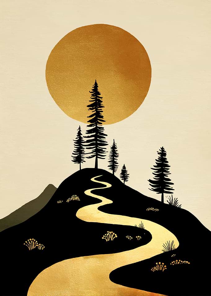 Golden Sun Over Mountain Path
