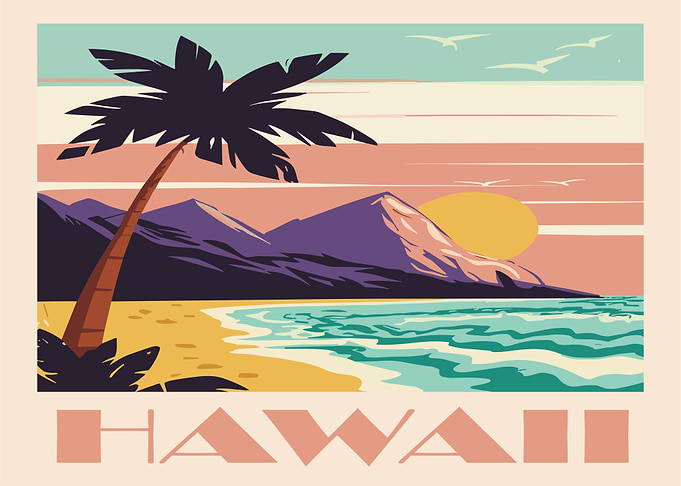 Hawaii Vintage Travel Poster