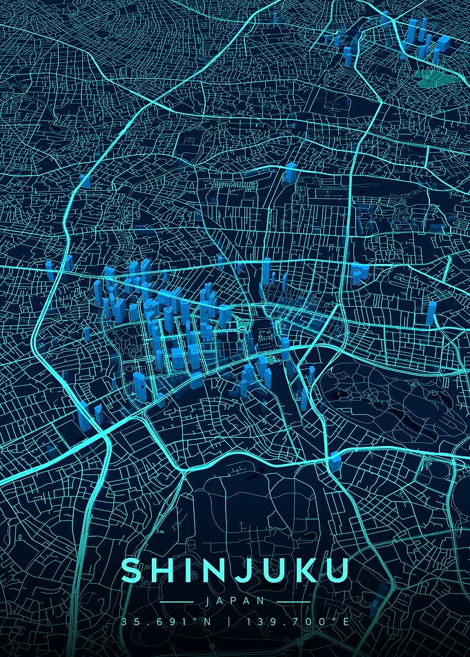 Shinjuku City Map Quantum Hologram