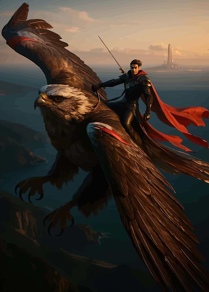 Man Riding a Giant Eagle