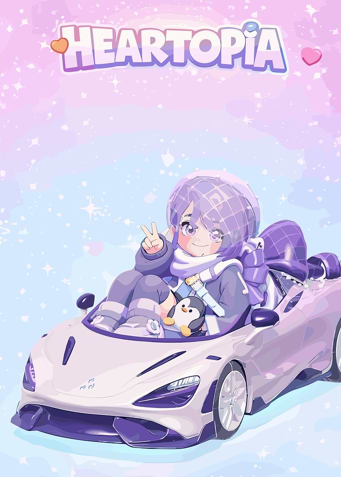 Cute Anime Character in a Sports Car