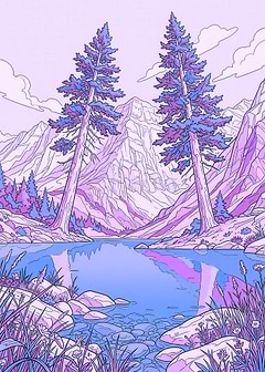 Serene Mountain Lake with Pine Trees