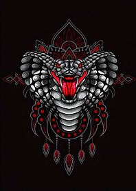 Aggressive Cobra with Red Mandala
