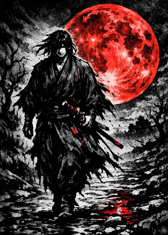 Samurai Under a Blood Moon