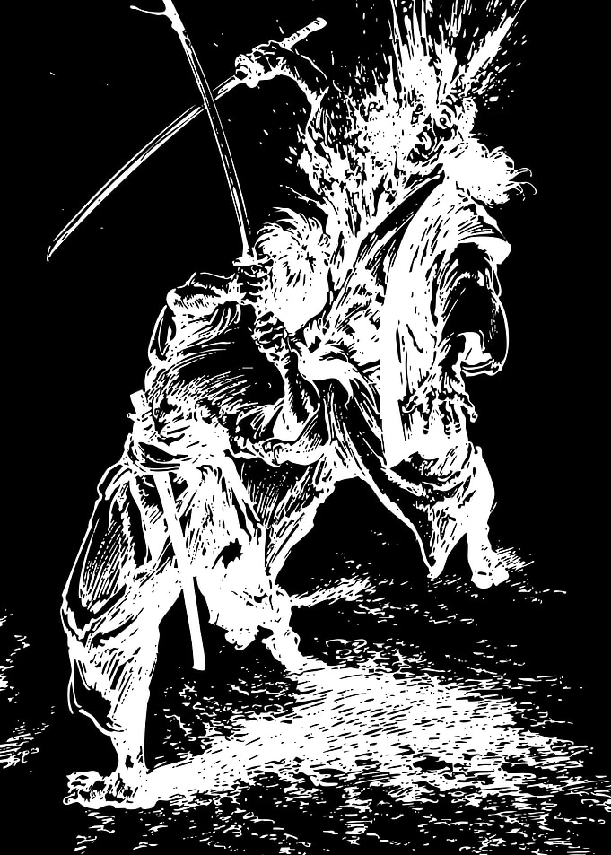 Samurai in intense battle