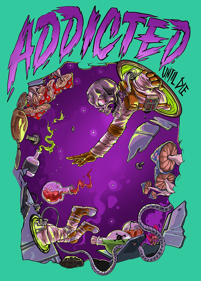 Addicted Until Die Skeleton Astronaut