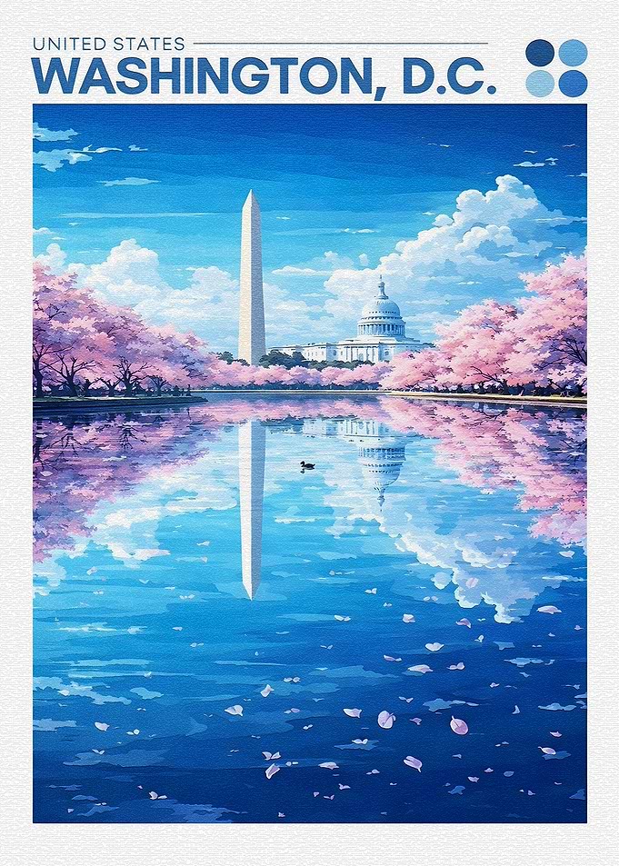 Washington D.C. Cherry Blossoms Anime Style
