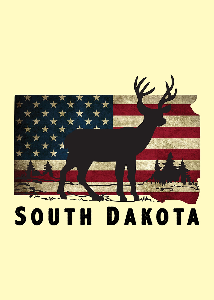 South Dakota Deer and Flag