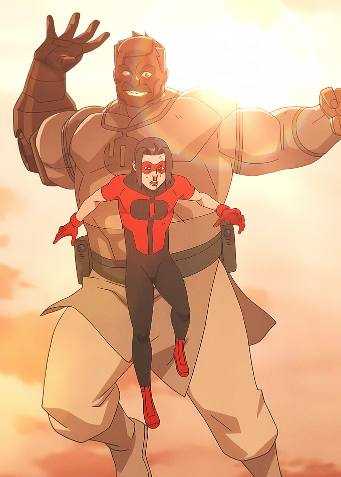 Conquest and Oliver from Invincible in the Sky