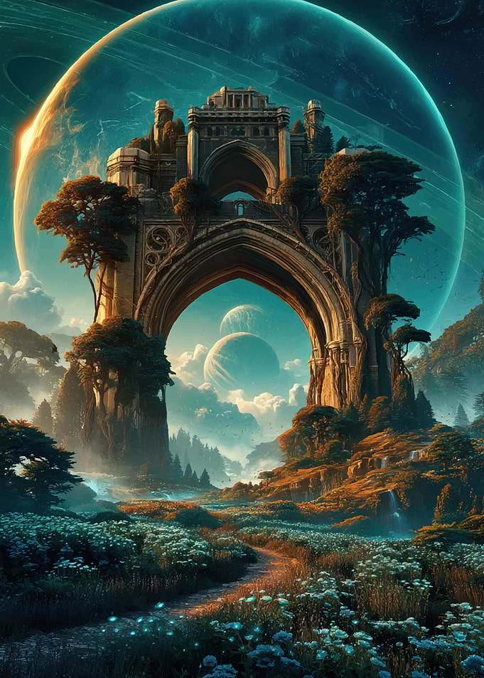 Alien Landscape with Ancient Archway
