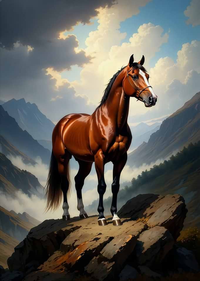 Majestic Horse on Mountain Peak