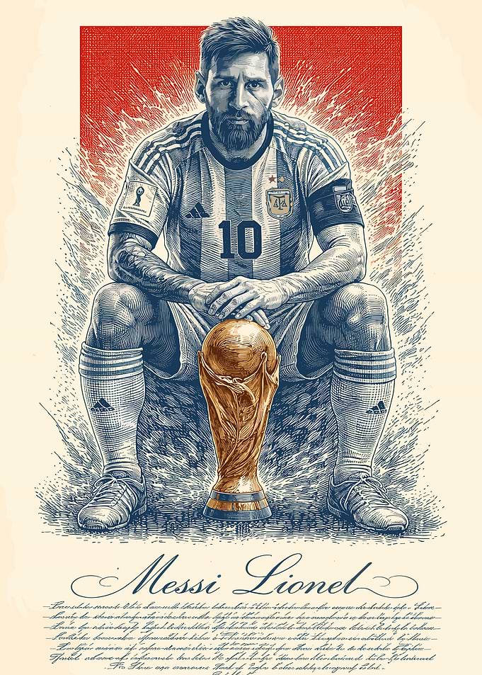 Lionel Messi with World Cup Trophy