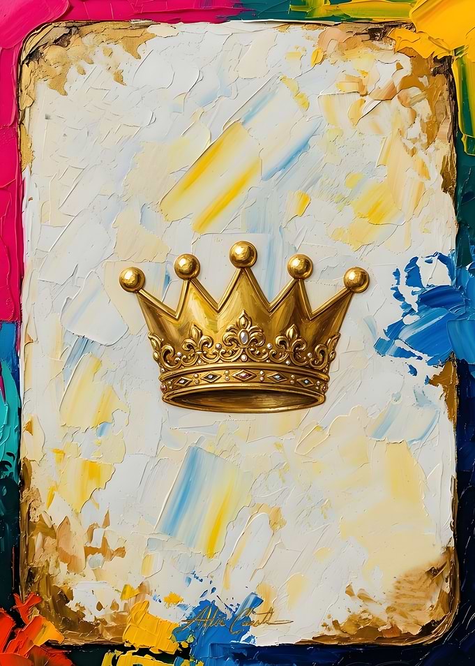 Golden Crown on Textured Canvas