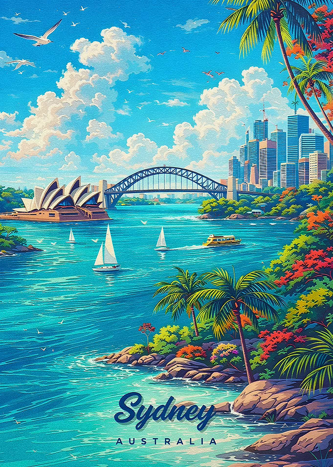 Sydney Harbor with Opera House and Bridge