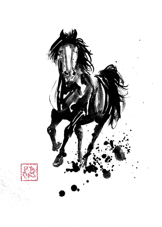 Ink Wash Horse Galloping