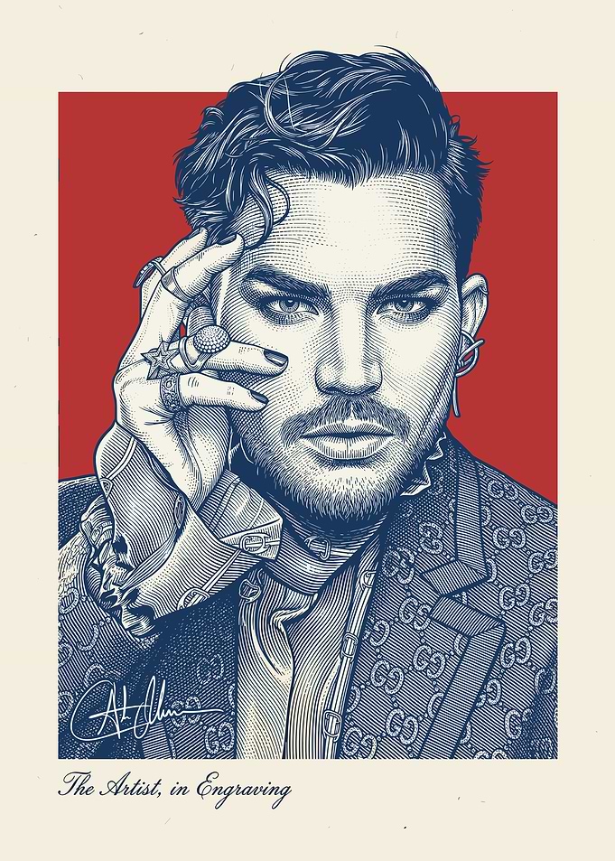 Adam Lambert Engraving Portrait