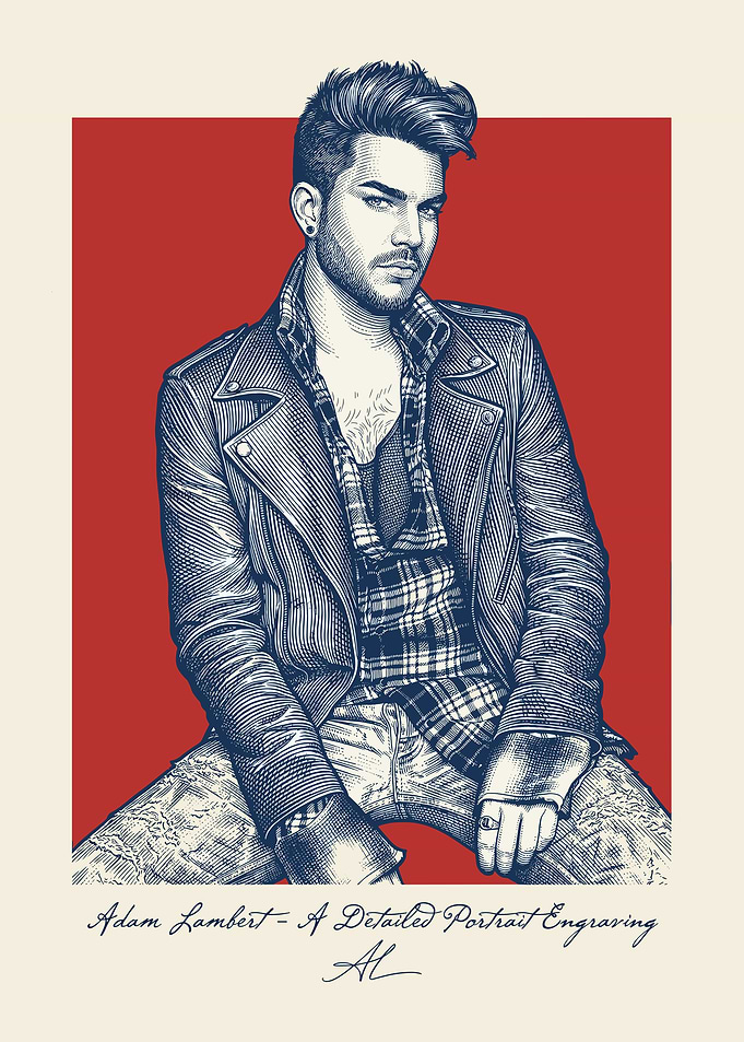 Adam Lambert Portrait Engraving