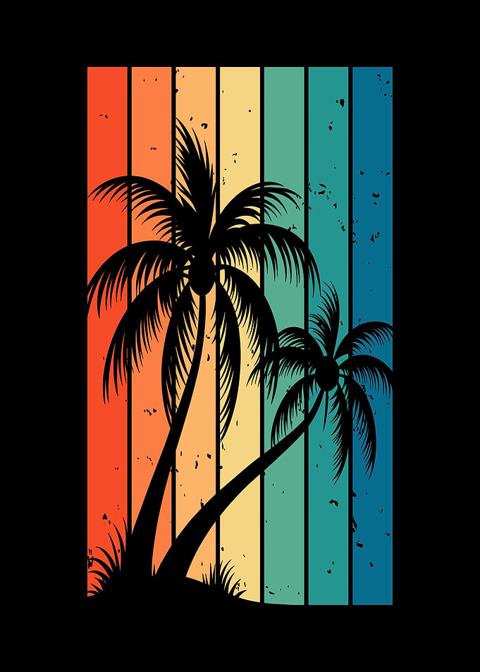 Retro Palm Trees Sunset