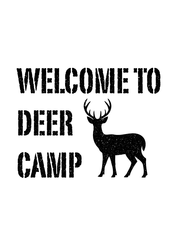 Deer hunting decor - Funny 'Welcome to Deer Camp' rustic wall art for man cave
